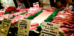 butcher shop pork meat case lighting
